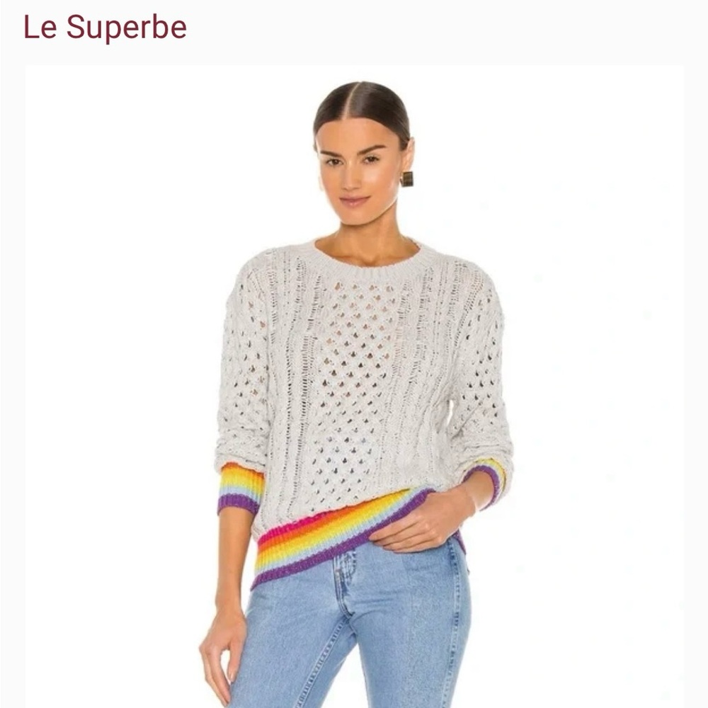 Le Superbe: Women's grey and Multicolor Sweater